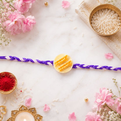 Mini Snack Plate Rakhi with braided thread detail