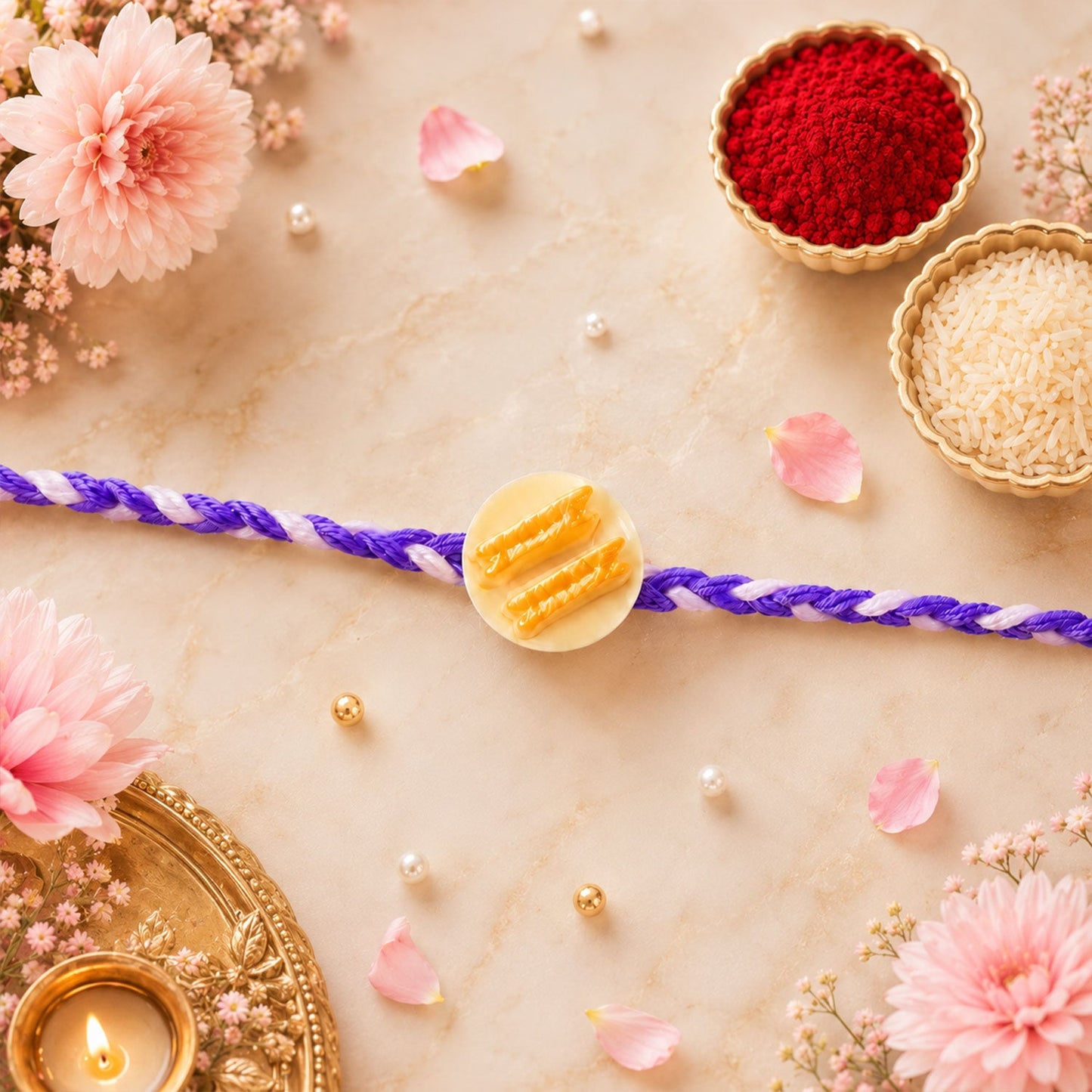 Mini Snack Plate Rakhi angled side view