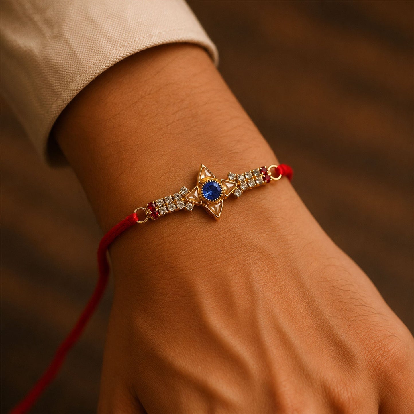 Crystal Star Stone Rakhi with threading details