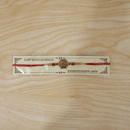 Khatu Shyam Rakhi with Rudraksha beads showcasing intricate design