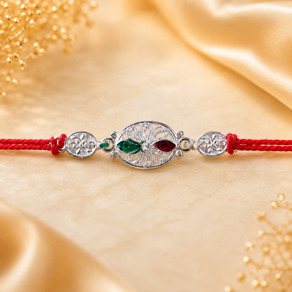Golden Meena Kundan Pearl Rakhi display