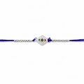 Silver Kite Rakhi – Elegant Stone Charm & Beads for Brother