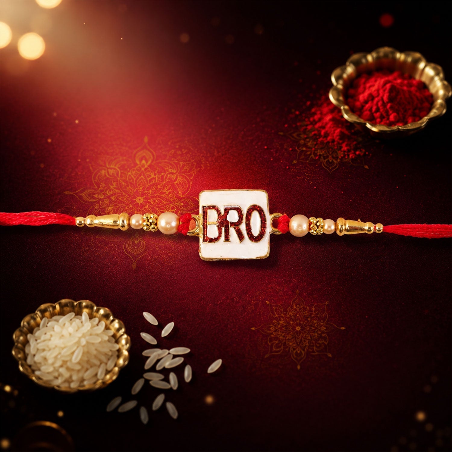 Lightweight bro square charm rakhi for brother