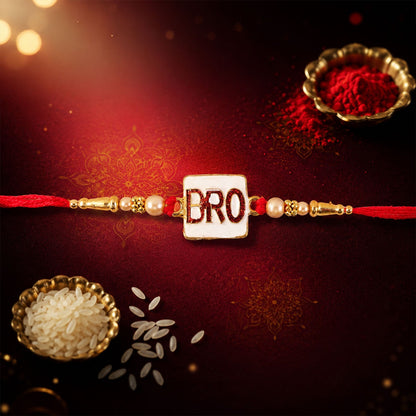 Lightweight bro square charm rakhi for brother