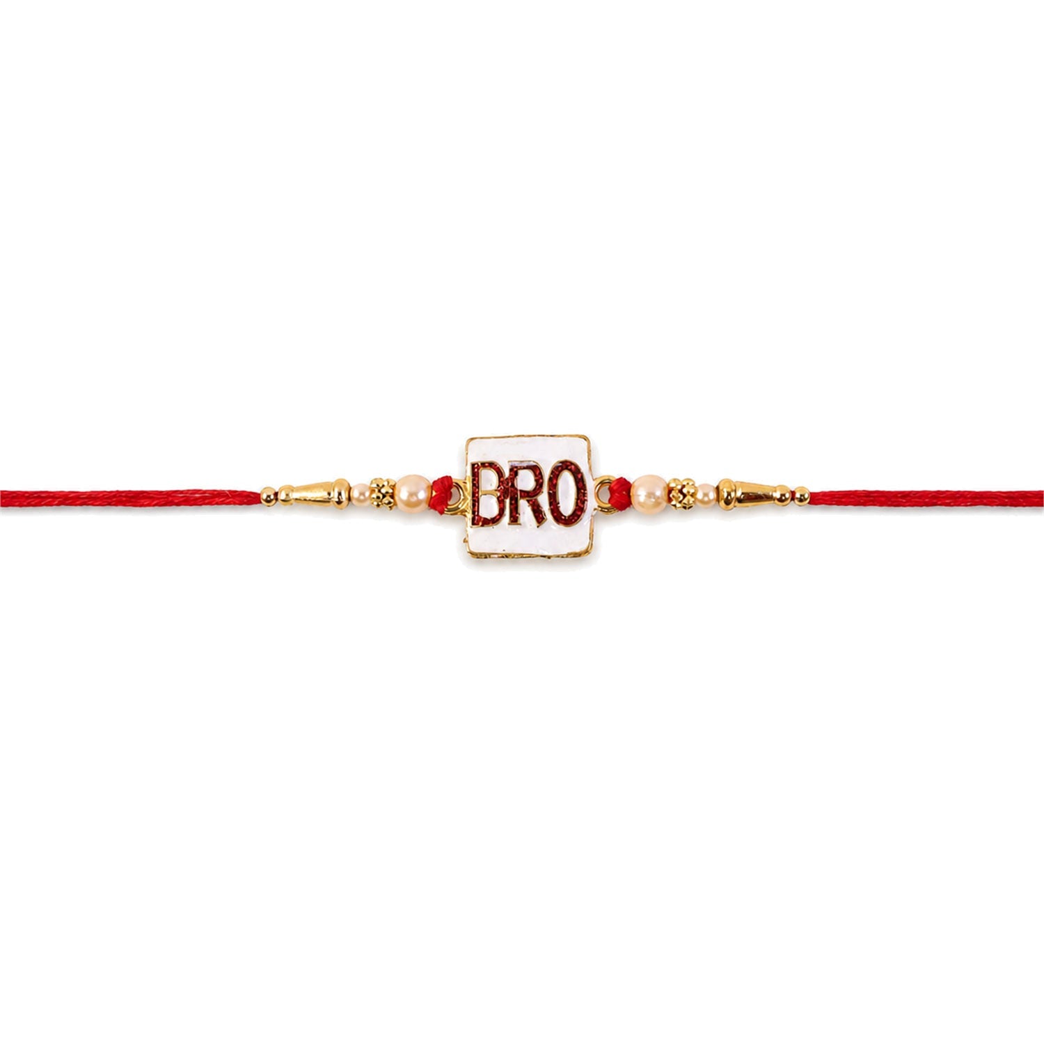 Traditional yet modern bro charm rakhi with pearls