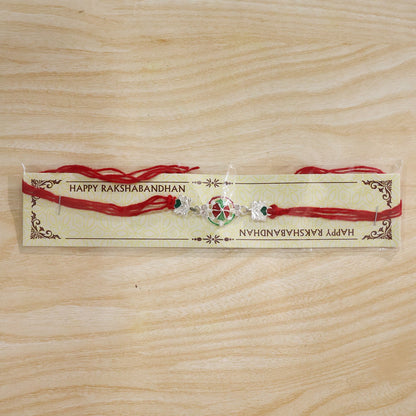 Silver Pinwheel Heart Charm With Dori Rakhi for Brother (1 Pc)