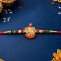 Ganesha Meenakari Pearl Beaded Rakhi for Brother