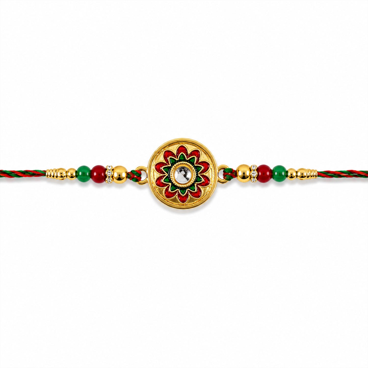 Round Meenakari Rakhi with Kundan Stone