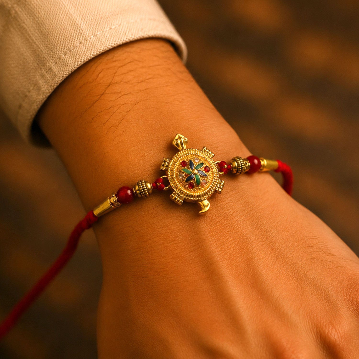 Auspicious Golden Tortoise (Kachua) Rakhi