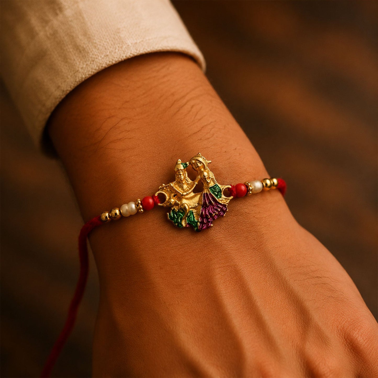 Colourful Meenakari Radhe & krishna Rakhi