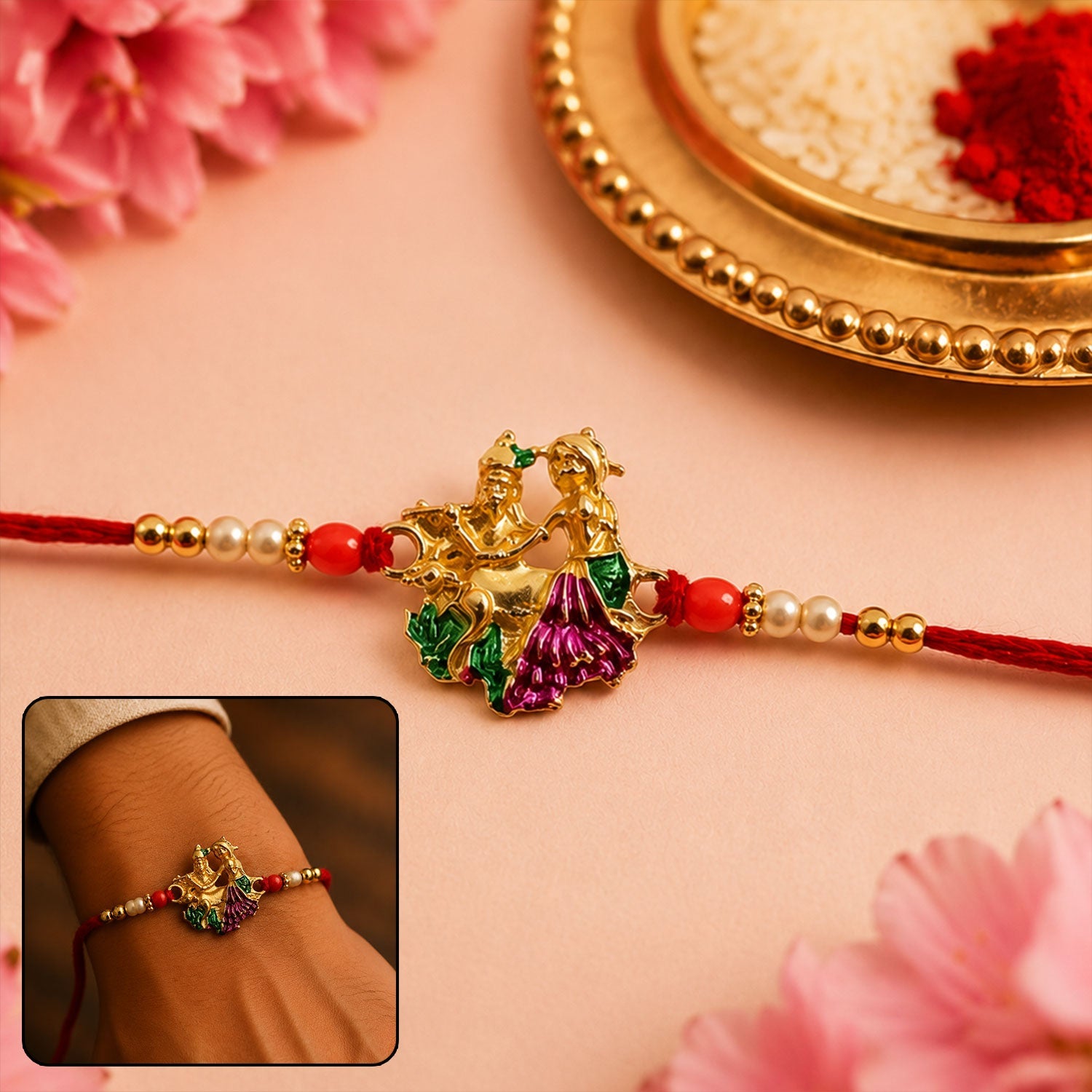 Colourful Meenakari Radhe & krishna Rakhi