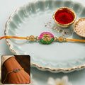 Meenakari Rakhi Pink Green Traditional Festive Design for Brothers