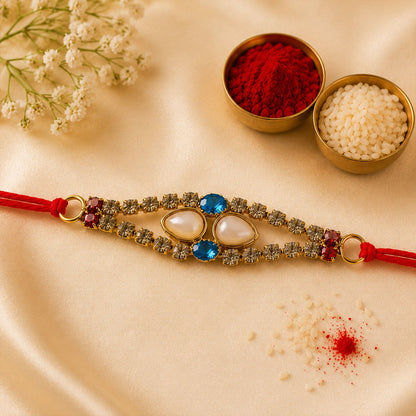 American Diamond & Pearl Bracelet Rakhi