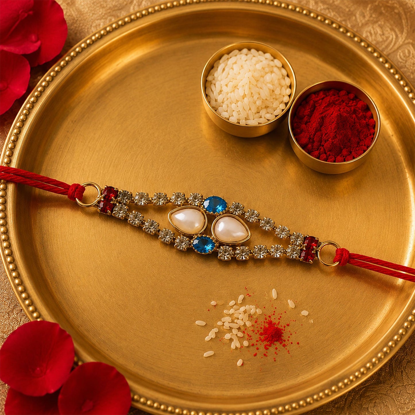 American Diamond & Pearl Bracelet Rakhi