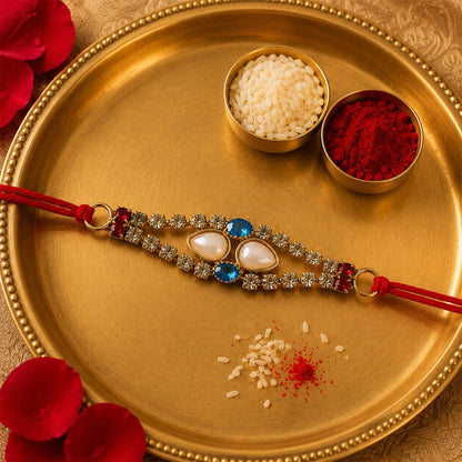 American Diamond & Pearl Bracelet Rakhi