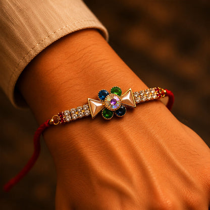 Multicolour American Diamond Stone Rakhi