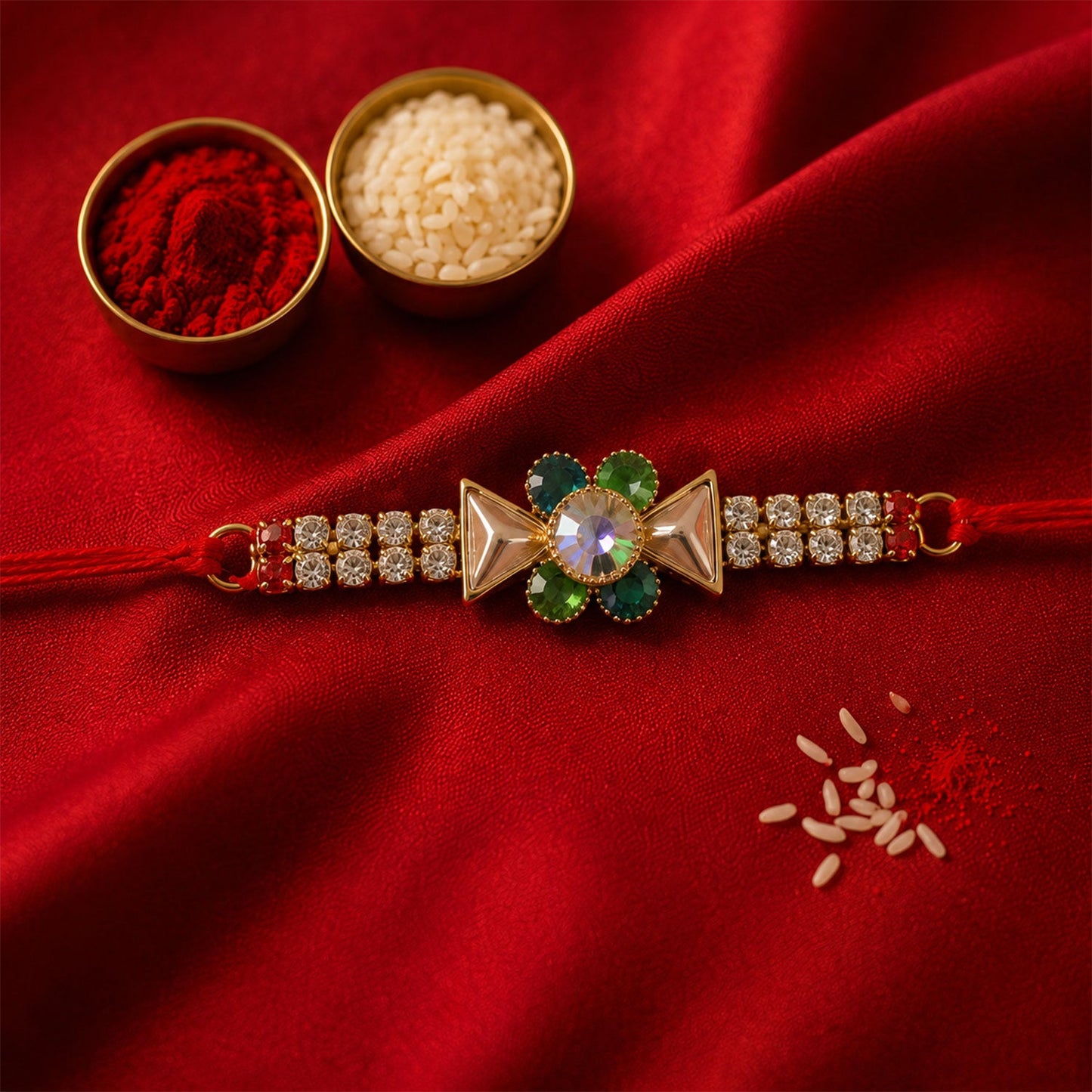 Multicolour American Diamond Stone Rakhi
