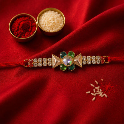 Multicolour American Diamond Stone Rakhi