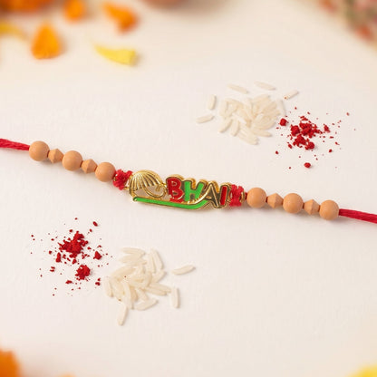 Colourful 'BHAI' Rakhi with Wooden Beads