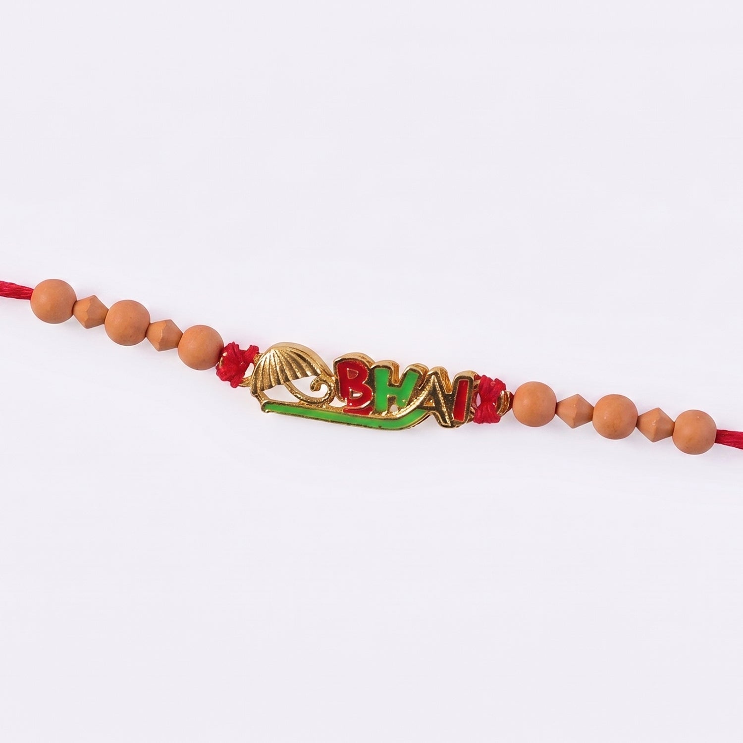Colourful 'BHAI' Rakhi with Wooden Beads