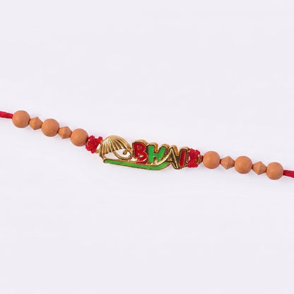 Colourful 'BHAI' Rakhi with Wooden Beads