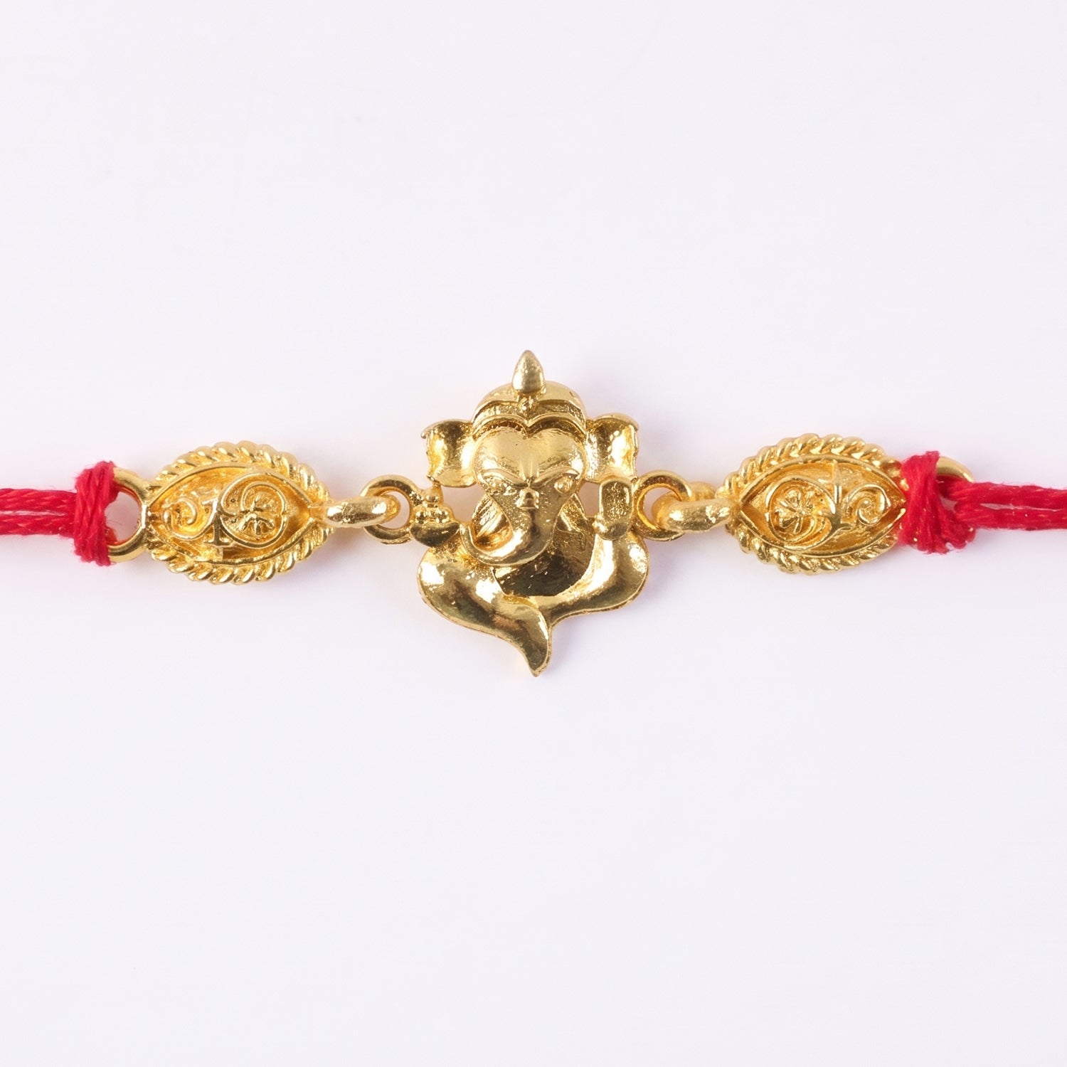 Twin Lord Ganesha Golden Rakhi