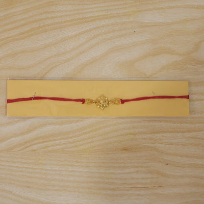 Twin Lord Ganesha Golden Rakhi