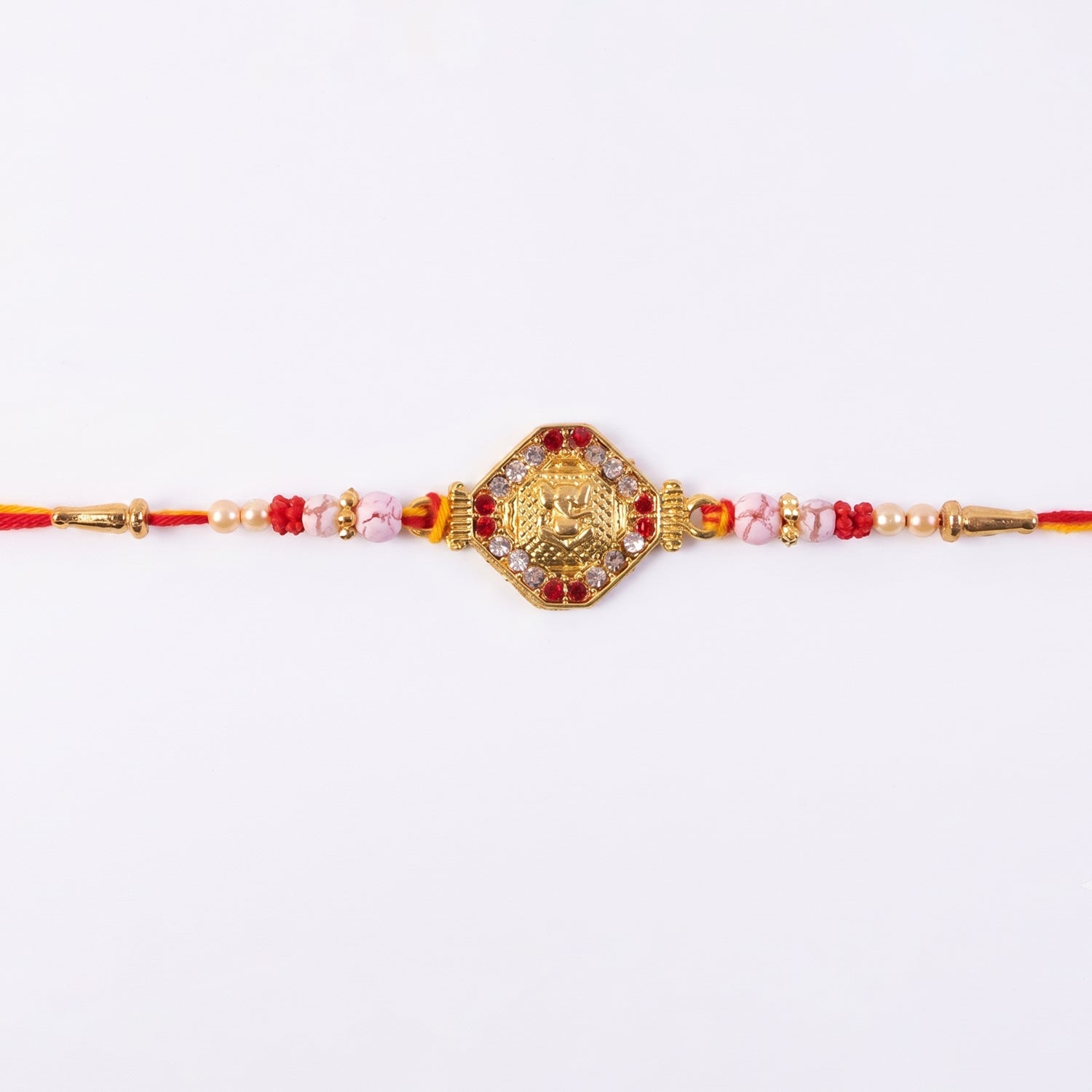 Goddess Lakshmi Rakhi with Red & White Stones