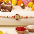 Traditional Rakhi with Red & White Stones – Elegant Festival Accessory