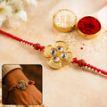 Golden Kundan Flower Rakhi – Elegant Traditional Festive Accessory