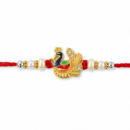 Meenakari Peacock Rakhi with Pearls