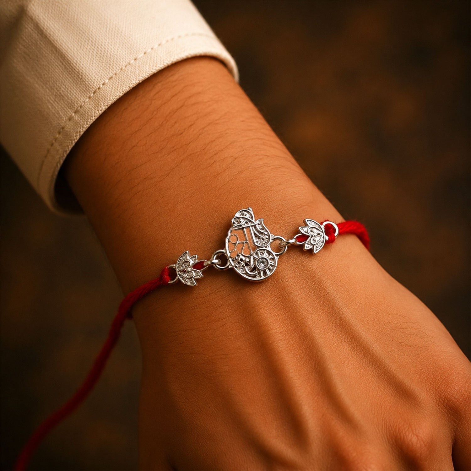 Oxidised Silver Krishna Rakhi