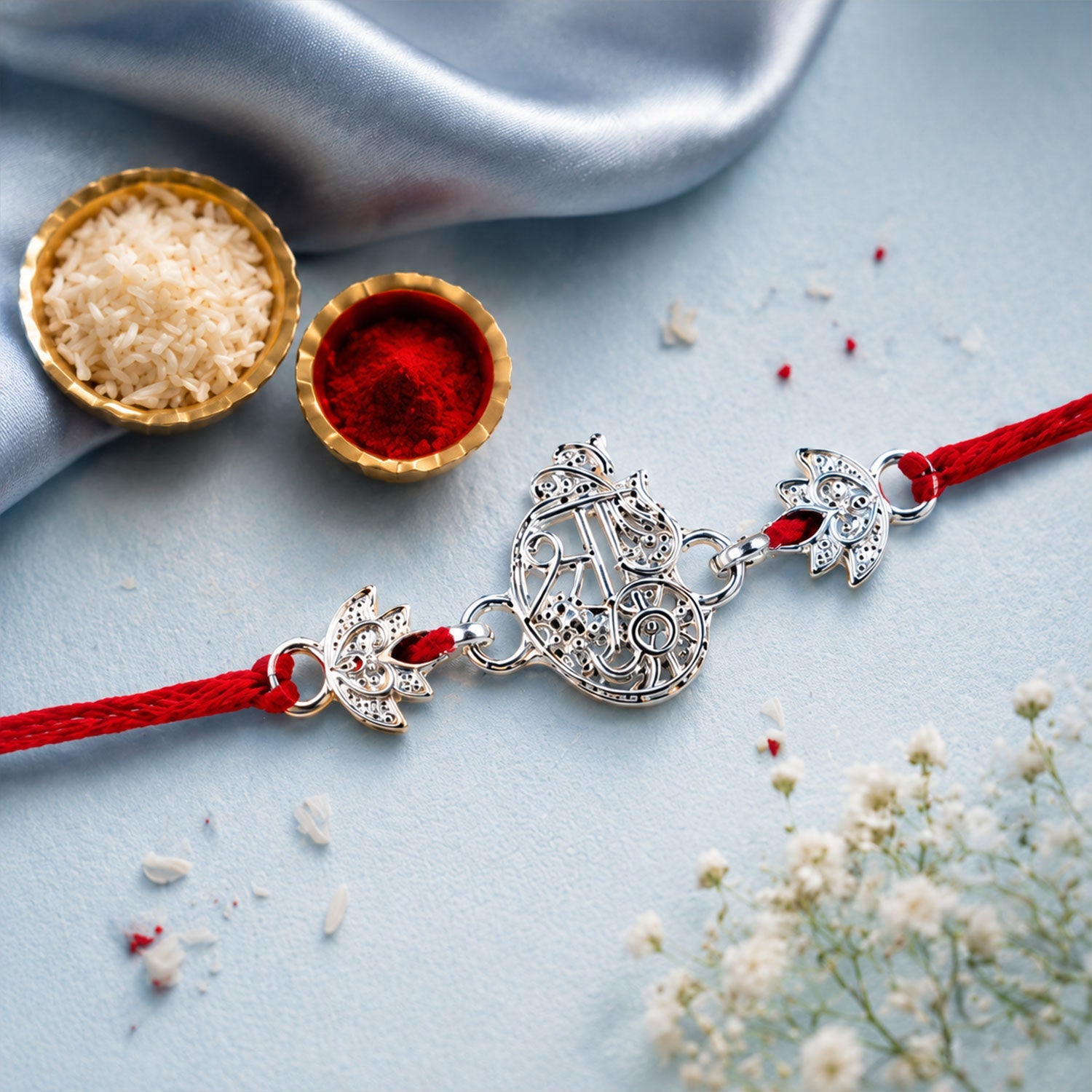 Oxidised Silver Krishna Rakhi