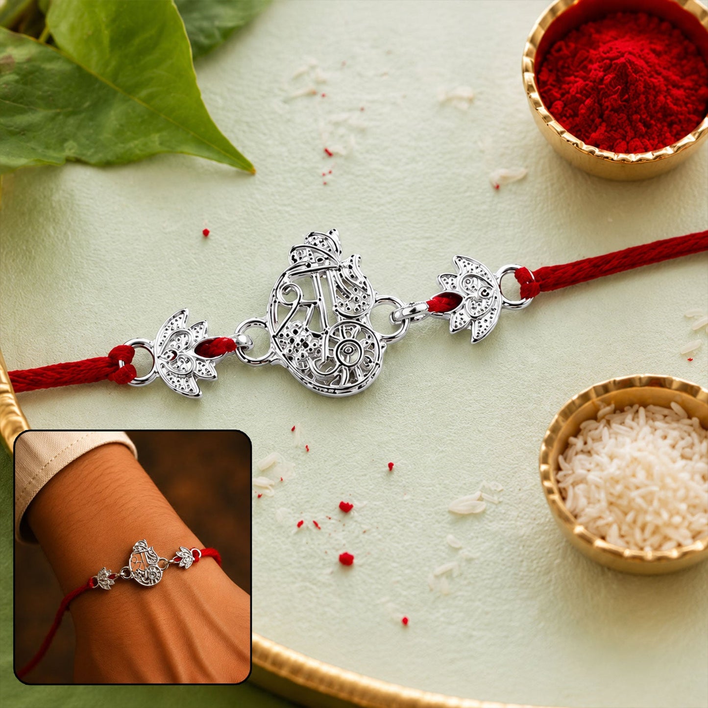Oxidised Silver Krishna Rakhi