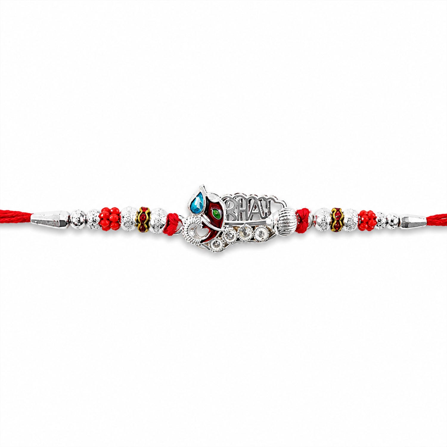 Oxidised Silver 'BHAI' Rakhi with Meenakari
