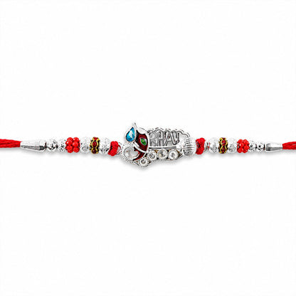 Oxidised Silver 'BHAI' Rakhi with Meenakari
