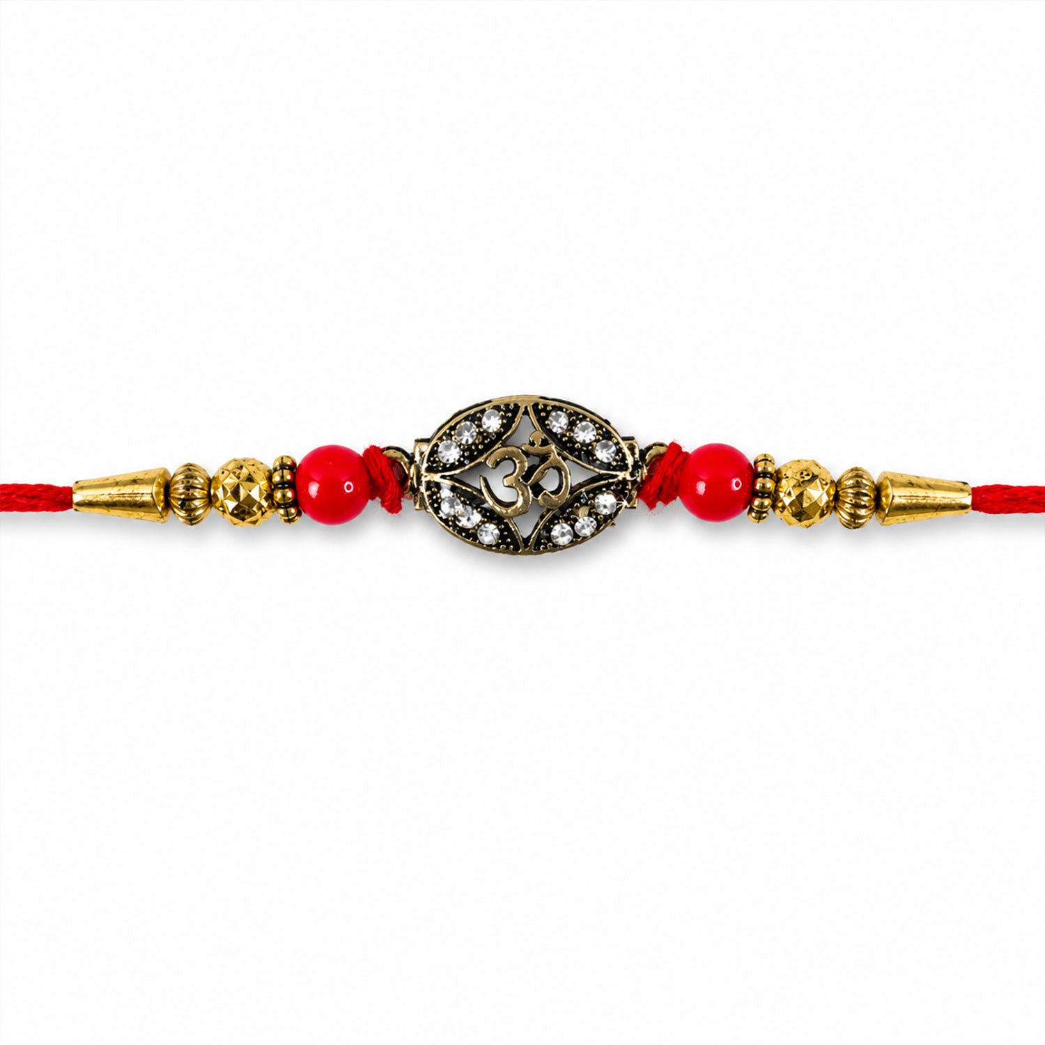 Antique Golden 'Om' Oval Rakhi