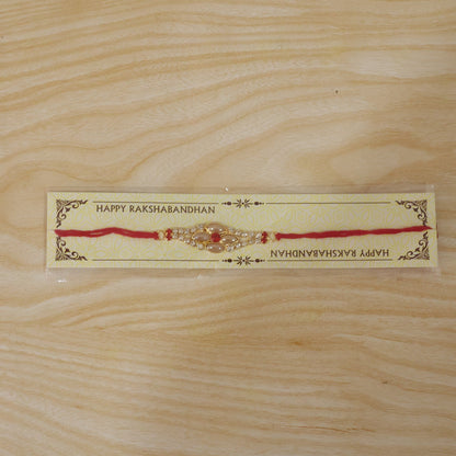 Stylish Stone Floral Rakhi with Pink Pearl Beads for Bhaiya - Rakshabandhan Gift