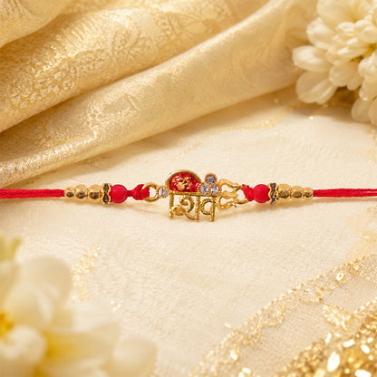 Golden Shiv Text Design Rakhi for Brother - Rakshabandhan Gift