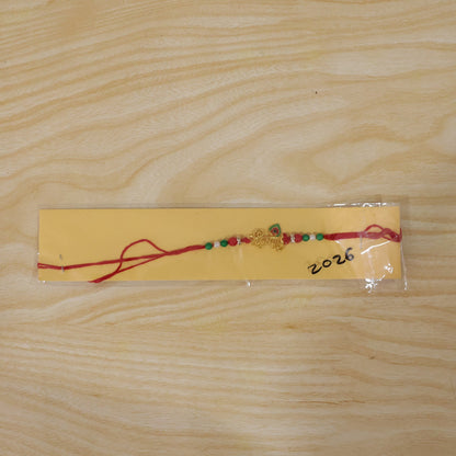 Golden Krishna Text Rakhi with Beads for Brother