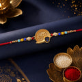 Rakhi for Brother – Golden Bhai Text & Vibrant Beads for Festive Elegance