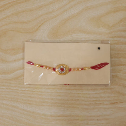 Gold-Plated Floral AD Stone Rakhi for Brother - Rakshabandhan Gift