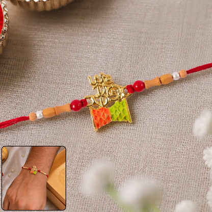 Fancy Golden Om Rakhi with Colourful Kite Charm for Brother - Kids Rakhi
