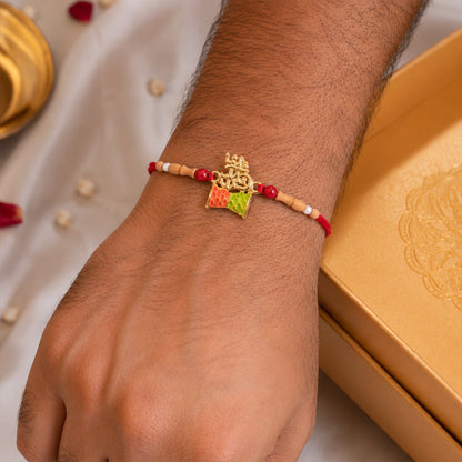 Fancy Golden Om Rakhi with Colourful Kite Charm for Brother - Kids Rakhi