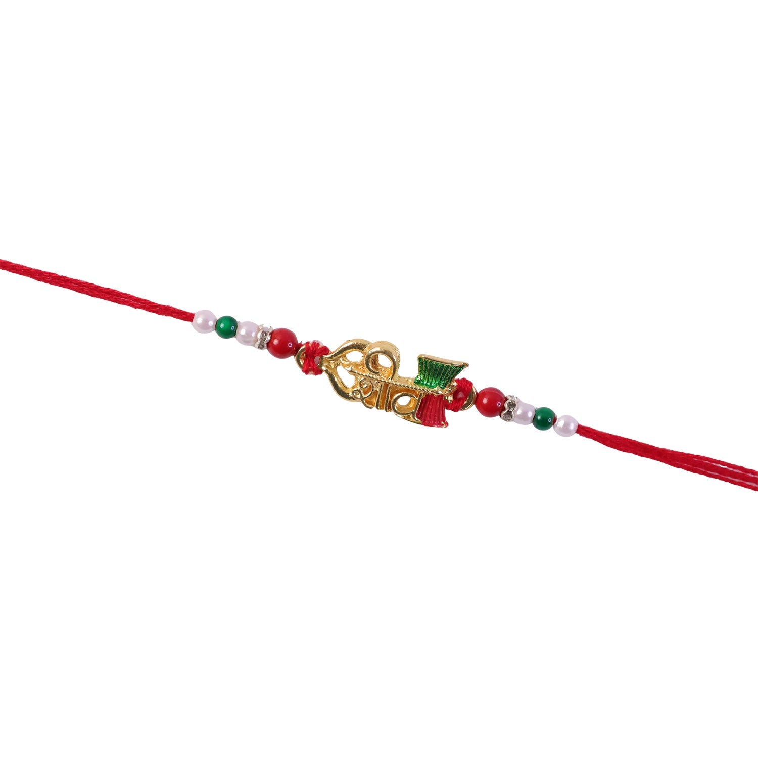 Elegant Golden Shiv Meenakari Rakhi with Beads for Brother