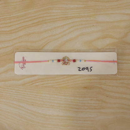 Cute Golden Rakhi with Colourful Beads for Brother
