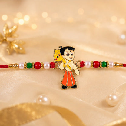 Chhota Bheem Cartoon Kids Rakhi with Beads for Little Brother