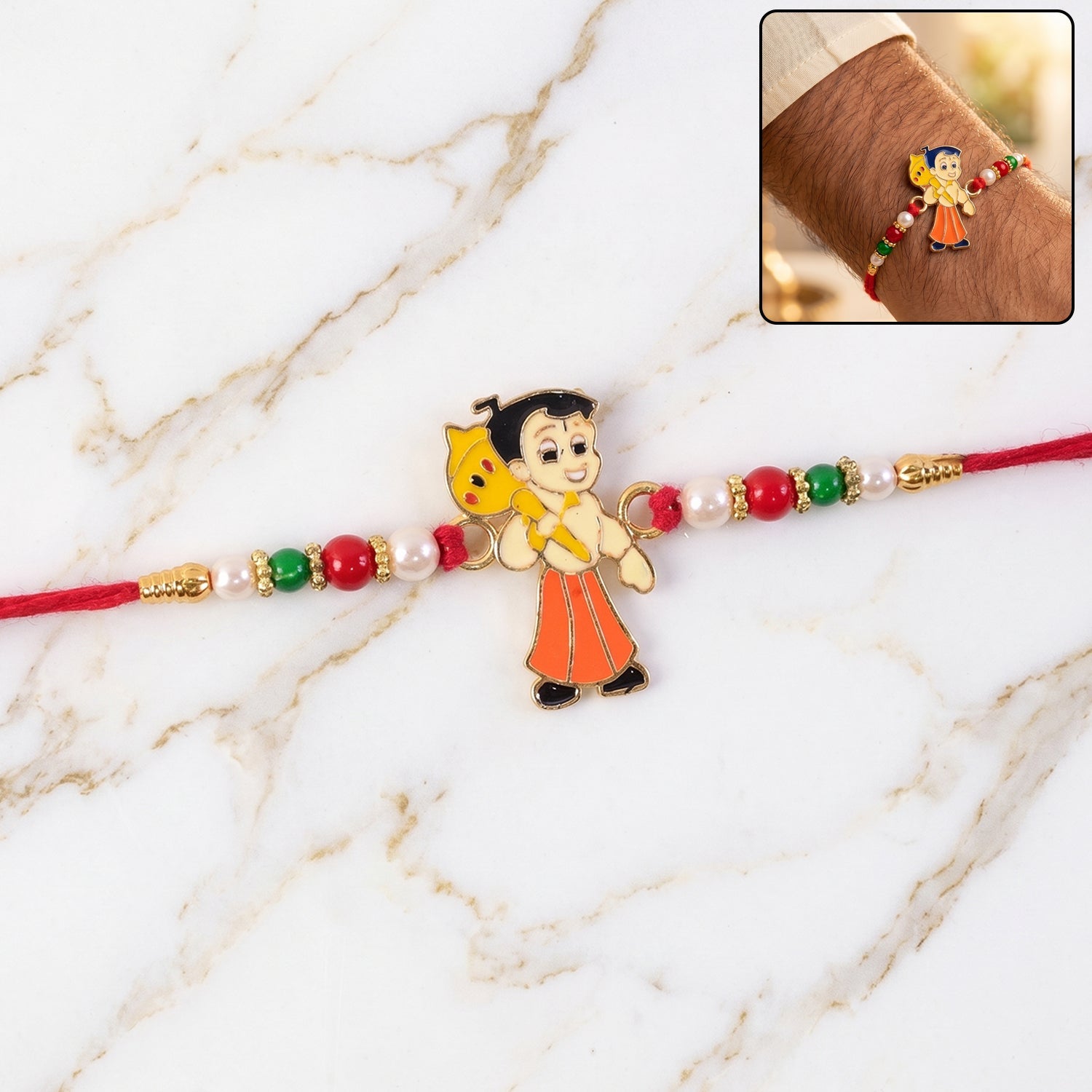 Chhota Bheem Cartoon Kids Rakhi with Beads for Little Brother