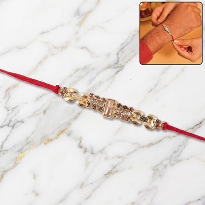 Sparkling AD Stone Rakhi for Brother - Rakshabandhan Gift