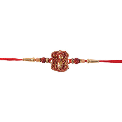 Antique Lord Ganesha Rakhi with Rudraksha & Beads for Brother